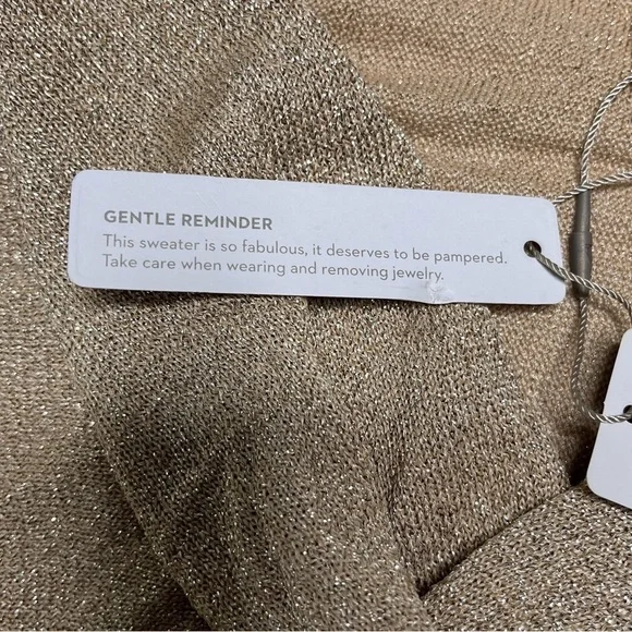 NWT Chicos Ceara Shine Pullover Gold Metallic Cowl Neck Sweater • Size M - Picture 10 of 11